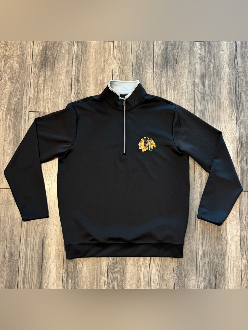 Chicago Blackhawks Antigua Men’s Large Black 1/4 Zip Pullover NHL